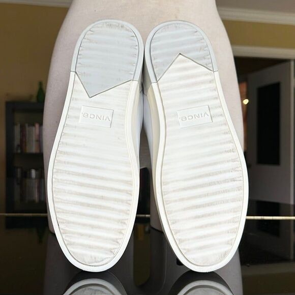 VINCE Bensley Leather & Suede 2 Toned Lace Up Platform Sneakers White Gray 9.5 - Picture 11 of 16